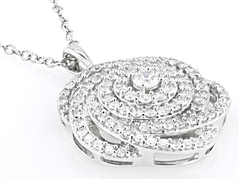 White Lab-Grown Diamond Rhodium Over Sterling Silver Pendant With 19" Cable Chain 1.00ctw