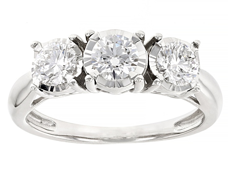 White Lab-Grown Diamond G SI 10k White Gold 3-Stone Ring White Lab-Grown Diamond G SI 10k White Gold 3-Stone Ring