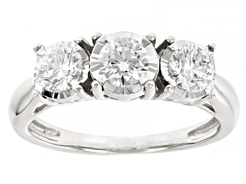 Picture of White Lab-Grown Diamond G SI 10k White Gold 3-Stone Ring 1.00ctw