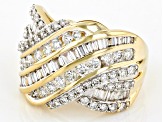 White Lab-Grown Diamond G SI 10k Yellow Gold Crossover Ring 2.00ctw
