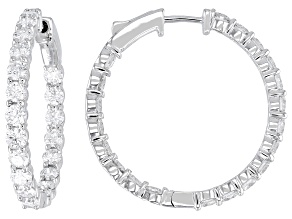 White Lab-Grown Diamond G SI 14k White Gold Inside-Out Hoop Earrings 4.00ctw