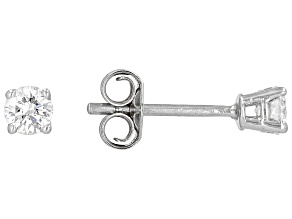 White Lab-Grown Diamond F VS 10k White Gold Solitaire Stud Earrings 0.25ctw