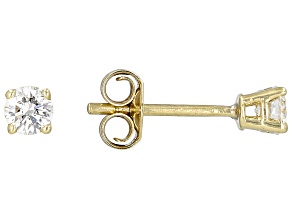 White Lab-Grown Diamond F VS 10k Yellow Gold Solitaire Stud Earrings 0.25ctw