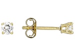 White Lab-Grown Diamond F VS 10k Yellow Gold Solitaire Stud Earrings 0.25ctw