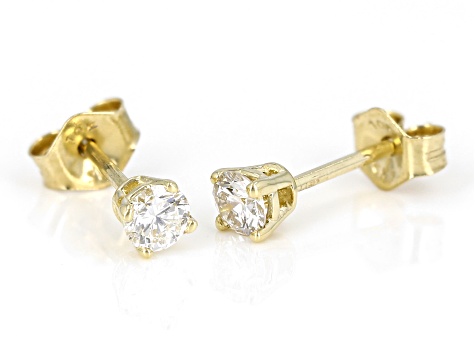 White Lab-Grown Diamond F VS 10k Yellow Gold Solitaire Stud Earrings 0.25ctw