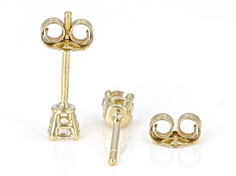 White Lab-Grown Diamond F VS 10k Yellow Gold Solitaire Stud Earrings 0.25ctw