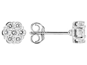 White Lab-Grown Diamond H SI1 Rhodium Over Sterling Silver Cluster Stud Earrings 0.50ctw