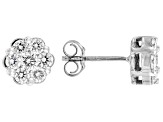 White Lab-Grown Diamond H SI1 Rhodium Over Sterling Silver Cluster Stud Earrings 1.00ctw