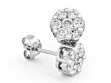 White Lab-Grown Diamond H SI1 Rhodium Over Sterling Silver Cluster Stud Earrings 1.00ctw