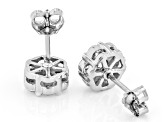 White Lab-Grown Diamond H SI1 Rhodium Over Sterling Silver Cluster Stud Earrings 1.00ctw