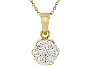 White Lab-Grown Diamond H SI1 14k Yellow Gold Over Sterling Silver Cluster Pendant 0.50ctw