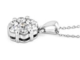 White Lab-Grown Diamond H SI1 Rhodium Over Sterling Silver Cluster Pendant 1.00ctw