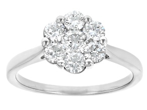 White Lab-Grown Diamond H SI1 Rhodium Over Sterling Silver Cluster Ring 1.00ctw