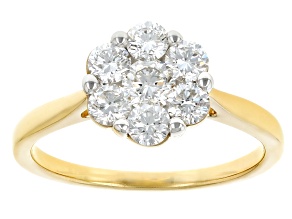 White Lab-Grown Diamond H SI1 14k Yellow Gold Over Sterling Silver Cluster Ring 1.00ctw