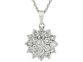 White Lab-Grown Diamond H SI1 Rhodium Over Sterling Silver Cluster Pendant With Chain 0.60ctw