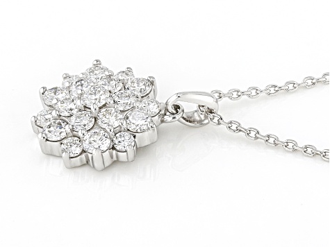 White Lab-Grown Diamond H SI1 Rhodium Over Sterling Silver Cluster Pendant With Chain 0.60ctw