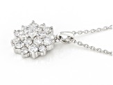 White Lab-Grown Diamond H SI1 Rhodium Over Sterling Silver Cluster Pendant With Chain 0.60ctw