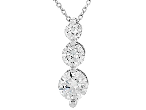 White Lab-Grown Diamond H SI1 Rhodium Over Sterling Silver 3-Stone Slide Pendant 1.00ctw