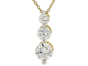 White Lab-Grown Diamond H SI1 14k Yellow Gold Over Sterling Silver 3-Stone Slide Pendant 1.00ctw