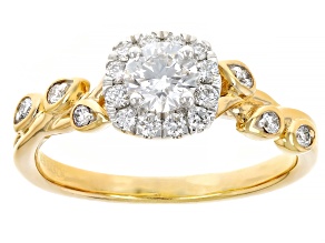 White Lab-Grown Diamond H SI1 14k Yellow Gold Over Sterling Silver Halo Ring 0.70ctw