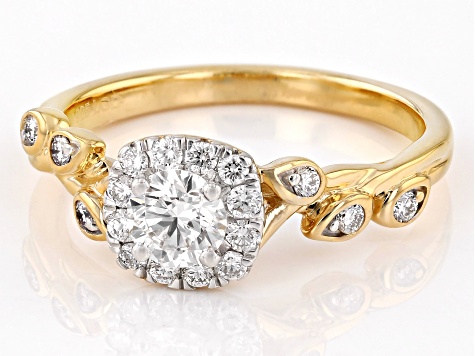 White Lab-Grown Diamond H SI1 14k Yellow Gold Over Sterling Silver Halo Ring 0.70ctw