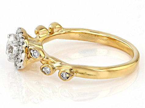 White Lab-Grown Diamond H SI1 14k Yellow Gold Over Sterling Silver Halo Ring 0.70ctw