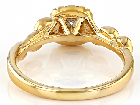 White Lab-Grown Diamond H SI1 14k Yellow Gold Over Sterling Silver Halo Ring 0.70ctw