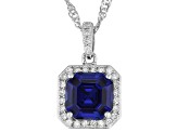 Lab Created Sapphire And Lab-Grown Diamond Rhodium Over Sterling Silver Pendant With Chain 2.63ctw