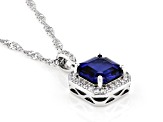 Lab Created Sapphire And Lab-Grown Diamond Rhodium Over Sterling Silver Pendant With Chain 2.63ctw