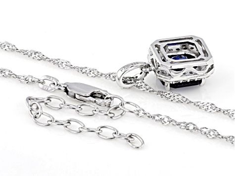Lab Created Sapphire And Lab-Grown Diamond Rhodium Over Sterling Silver Pendant With Chain 2.63ctw