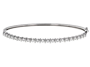 White Lab-Grown Diamond F SI2 Rhodium Over Sterling Silver Bangle Bracelet 0.50ctw