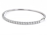 White Lab-Grown Diamond F SI2 Rhodium Over Sterling Silver Bangle Bracelet 0.50ctw