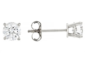 White Lab-Grown Diamond G VS 10k White Gold Solitaire Stud Earrings 0.75ctw