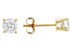 White Lab-Grown Diamond G VS 10k Yellow Gold Solitaire Stud Earrings 0.75ctw