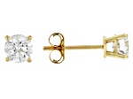 White Lab-Grown Diamond G VS 10k Yellow Gold Solitaire Stud Earrings 0.75ctw