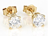 White Lab-Grown Diamond G VS 10k Yellow Gold Solitaire Stud Earrings 0.75ctw