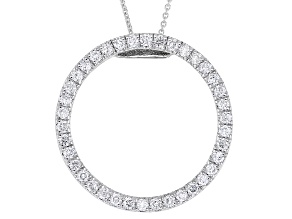 White Lab-Grown Diamond G SI 14k White Gold Circle Slide Pendant With Cable Chain 0.50ctw