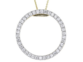 White Lab-Grown Diamond G SI 14k Yellow Gold Circle Slide Pendant With Cable Chain 0.50ctw