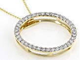 White Lab-Grown Diamond G SI 14k Yellow Gold Circle Slide Pendant With Cable Chain 0.50ctw