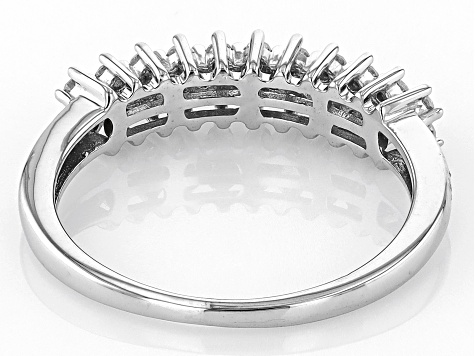 White Lab-Grown Diamond H SI  Rhodium Over Sterling Silver Band Ring 0.30ctw