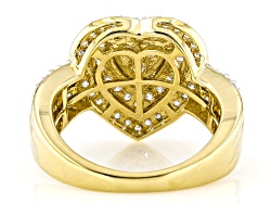 White Lab-Grown Diamond H SI 14k Yellow Gold Over Sterling Silver Heart Ring 1.00ctw
