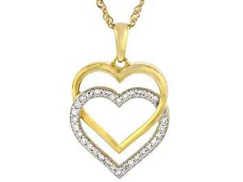 Picture of White Lab-Grown Diamond H SI 14k Yellow Gold Over Sterling Silver Heart Pendant 0.33ctw