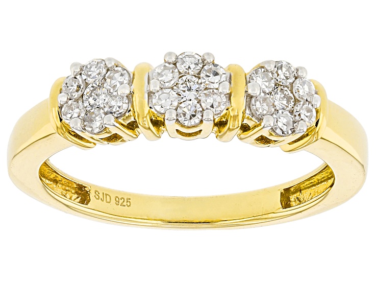White Lab-Grown Diamond H SI 14k Yellow Gold Over Sterling