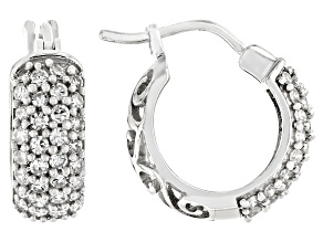 White Lab-Grown Diamond H SI Rhodium Over Sterling Silver Huggie Hoop Earrings 0.80ctw