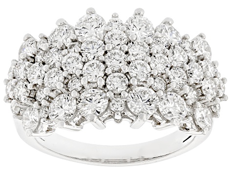 White Lab-Grown Diamond G SI Rhodium Over Sterling Silver Cluster Ring 3.00ctw