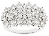 White Lab-Grown Diamond G SI Rhodium Over Sterling Silver Cluster Ring 3.00ctw