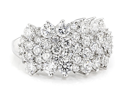 White Lab-Grown Diamond G SI Rhodium Over Sterling Silver Cluster Ring 3.00ctw