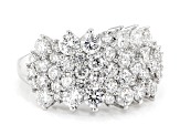 White Lab-Grown Diamond G SI Rhodium Over Sterling Silver Cluster Ring 3.00ctw