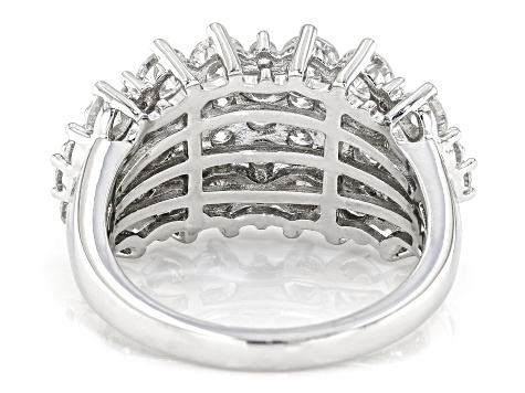 White Lab-Grown Diamond G SI Rhodium Over Sterling Silver Cluster Ring 3.00ctw