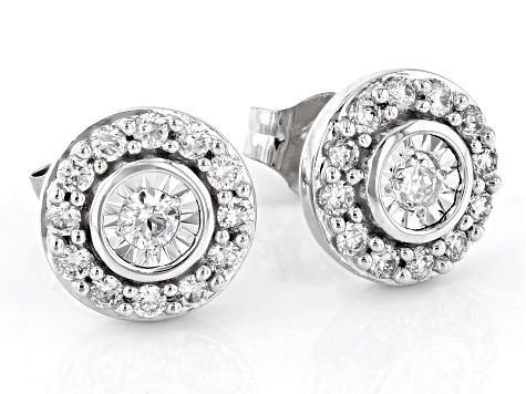 White Lab-Grown Diamond F-G SI 10k White Gold  Stud Earrings 0.33ctw